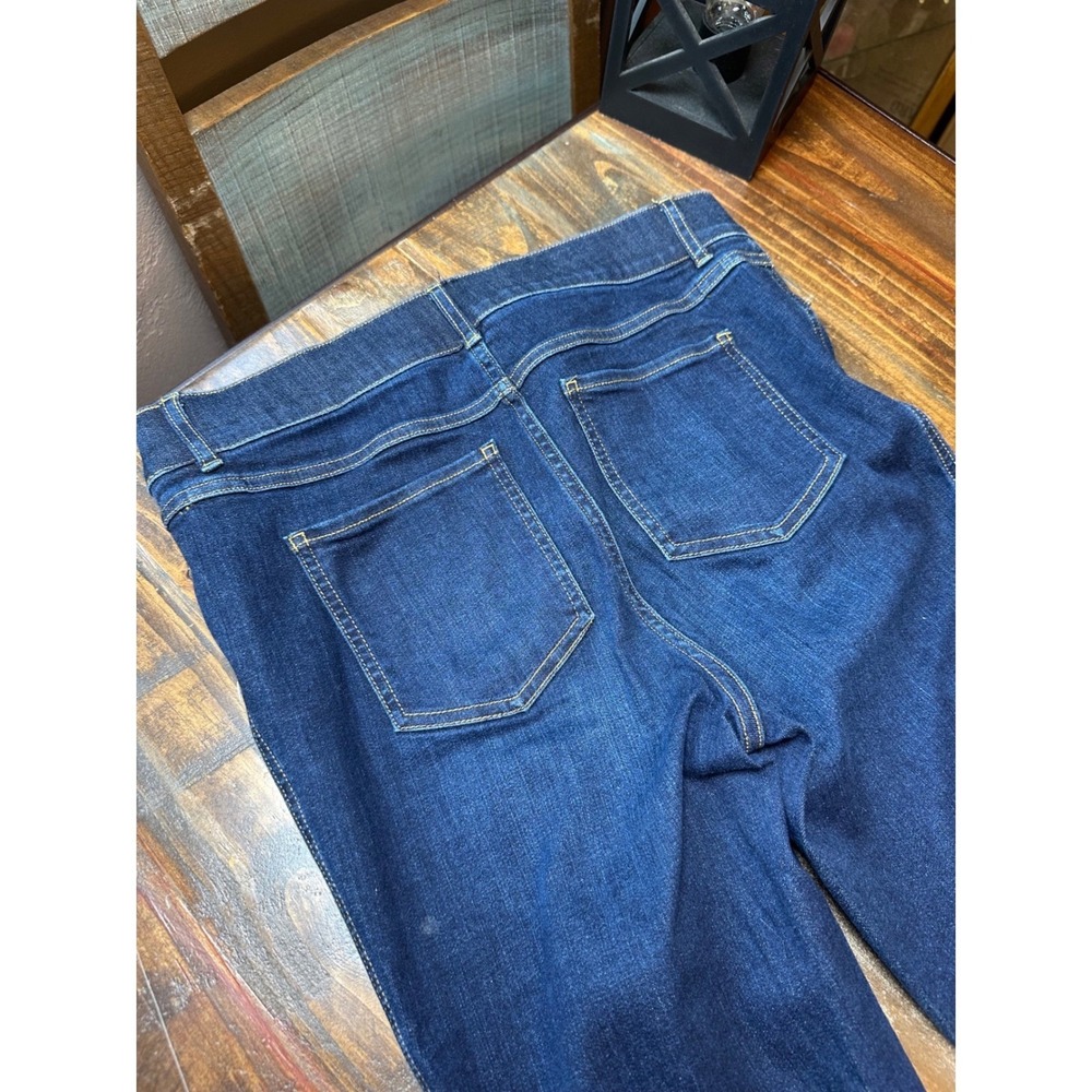 Spanx Flare Jeans Dark Indigo High Rise Pull On Stretch Denim Women's Large - Picture 11 of 12